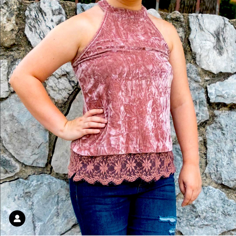 Francescas Velvet and Lace Tank